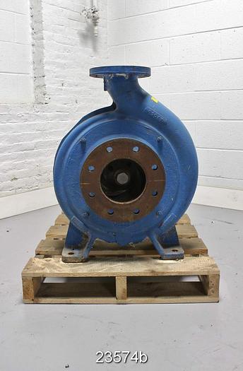 Used Goulds 3180 Pump, 3180S, 4X6X16, 4-Vane Impeller, 13" Impeller Diameter, Ductile Iron Casing, Stainless Steel Impeller, Ductile Iron Stuffing Box, Stainless Steel Suction Side Plate, Packing #23574