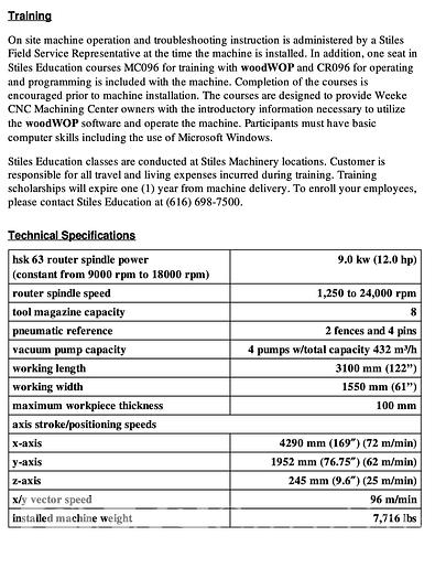 Used 2016 Weeke Vantech 5x10 CNC Router with Offloading
