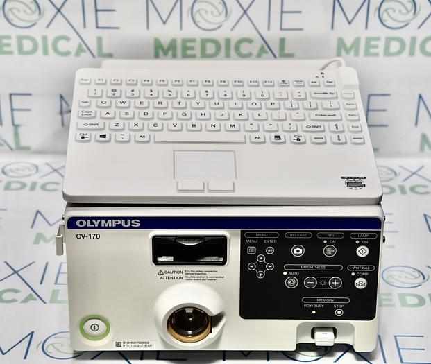Used OLYMPUS CV-170 VIDEO PROCESSOR AND MAN & MACHINE MEDICAL KEYBOARD