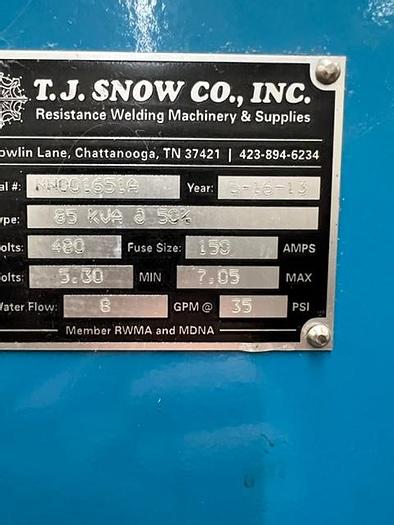 Used 2013 T.J. Snow Slimline Pedestal Type Spot Welder