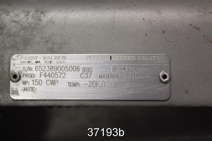 Used Fabri 8" Hand Operated Knife Gate Valve, C37 F440572 #37193