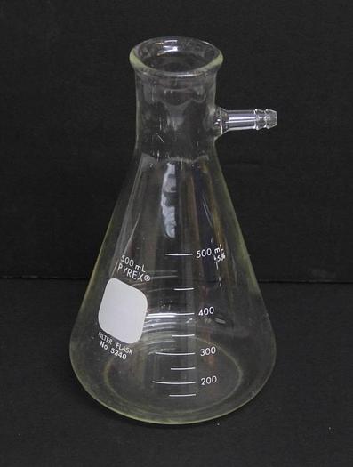 Used Pyrex 500 mL Filter Erlenmeyer Flask 5340 Side Arm Attachment LOT of 7 (5496)