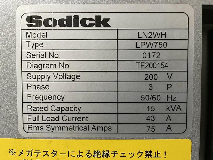 Used 2011 SODICK AQ750LH and W-6 Rotary Table