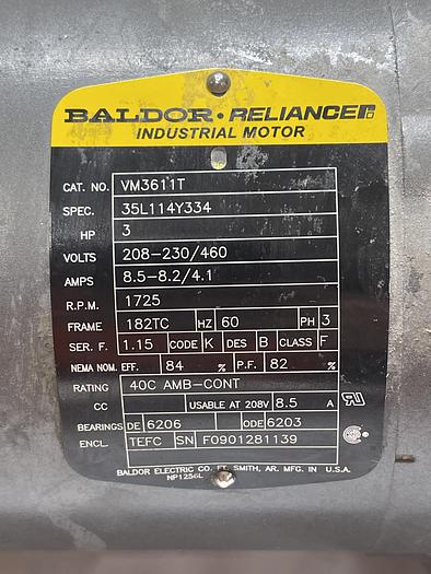 Used Baldor VM3611T 3HP 3PH