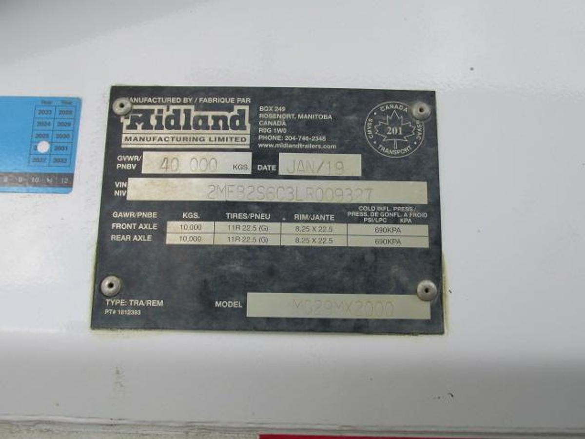 Used 2019 Midland MX 2000 cross gate belly dump