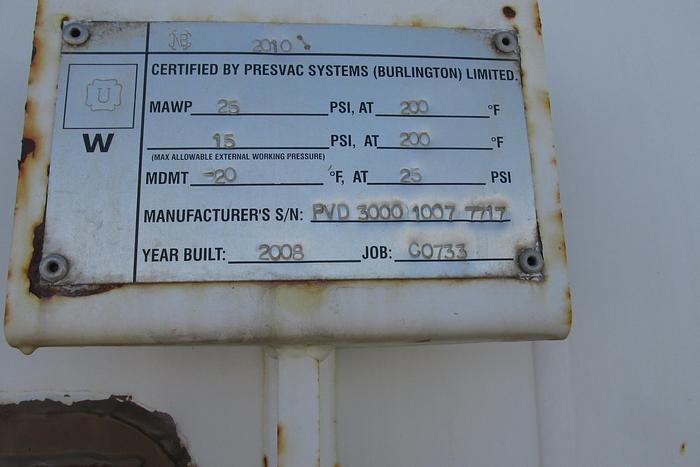 Used 2008 Sterling Presvac 3000 gal