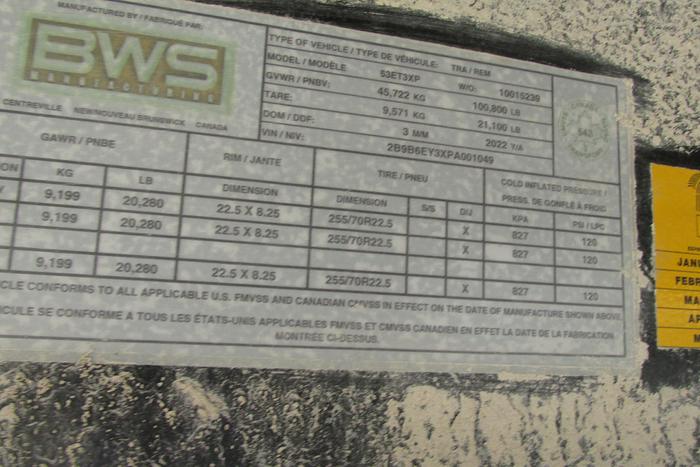 Used 2023 BWS 53 ft step deck equipment trailer with air ramps and air ramp on to kick