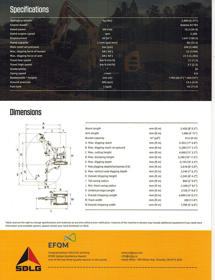 Brand new SDLG ER 636H Mini Excavator 