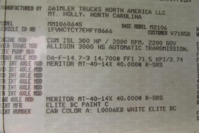 Used 2014 Freightliner M2 Tandem Cummins power RDS transmission