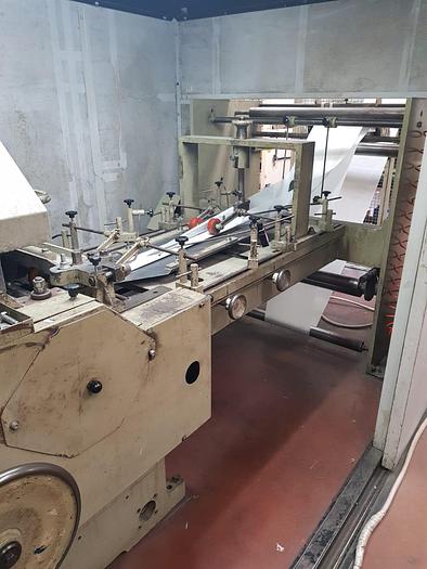 Used (visible in production) 2000 MANZONI Seriana 31 with in line 4 col. flexo - Flat & satchel (V) paper bag making machine