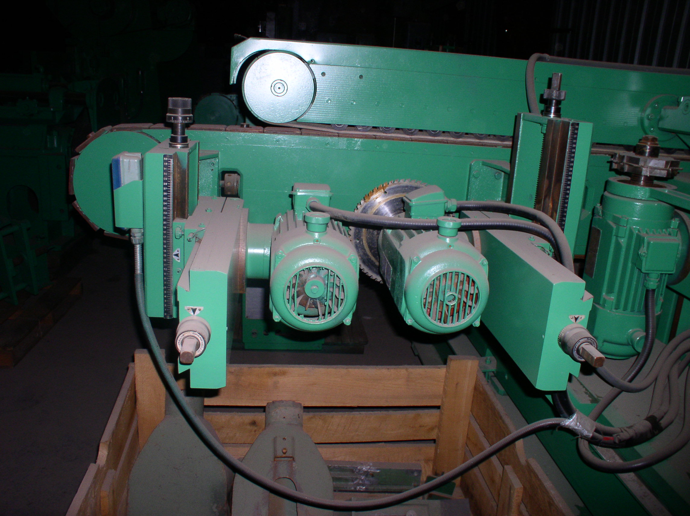 Used 136" SPANEVELLO Double End Tenoner; 6 Heads