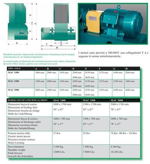 Usato Trituratore monoalbero per Carta, MACPRESSE modello MAC 1000