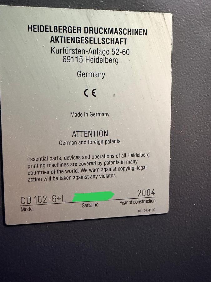 Used HEIDELBERG SM 102-6-L HYBRID UV