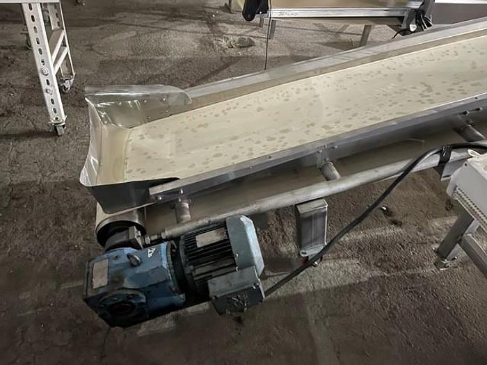 Used 18" Wide x 13' Long Sanitary Flatbelt Incline Conveyor