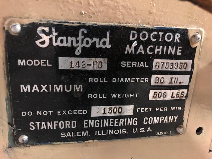 Used 24" STANFORD 142HD DOCTOR MACHINE 36" ROLL DIAMETER 1,500 FPM
