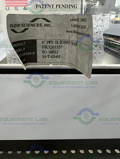 Used Flow Sciences FSCQ03357 6 Ft PPE Sliding Sash Vented Balance Safety Enclosure