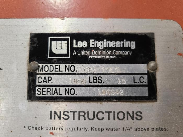 Used Lee Presto 1000 Lb Capacity Lift Truck with charger