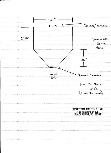 Used Bin, 50 CF, S/st, 4'6" X 7', Cone Bottom, #C740347