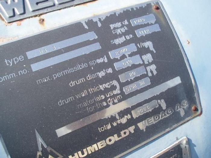 Used Centrifuge, Decanter, Humbolt-Wedag, Mdl B-3, 100 HP, C/st, #S732945