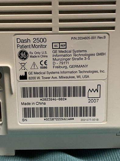 Used GE Dash 2500 Patientenmonitor mit Zubehör