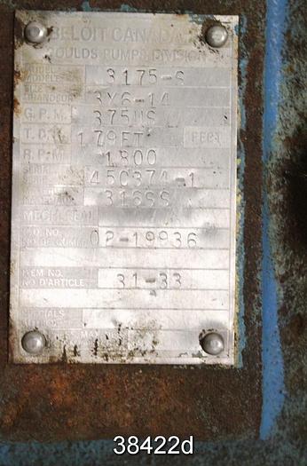 Used Goulds 3175 Pump, 6x8x14 #38422