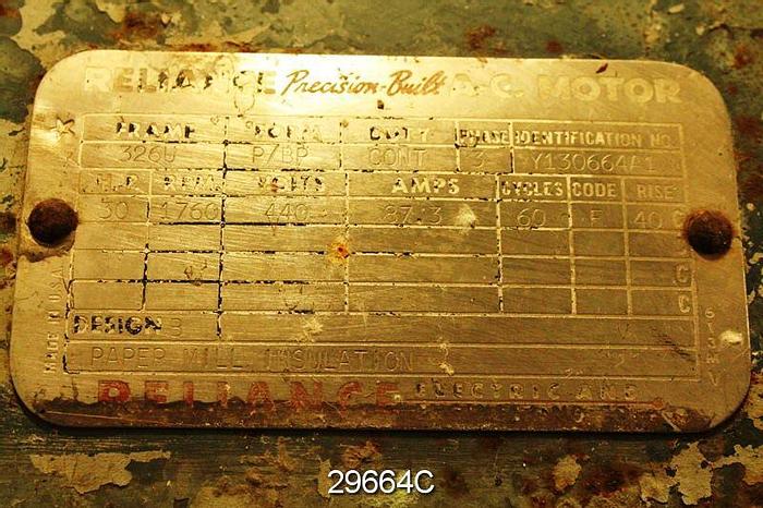 Used Reliance 30 Hp Ac Motor #29664
