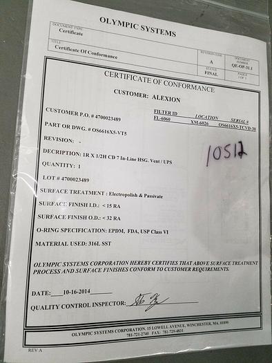 Alexion New Filter Cartrdge Housing Medical Pharmaceutical Stainless Steel