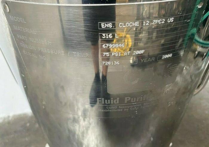 Used CUNO 12 ZPC2 Stainless Steel Lenticular Filter Housing 75 PSI @ 200°F