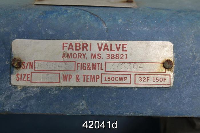 Used Fabri-Valve 12" Hand Operated Knife Gate #42041