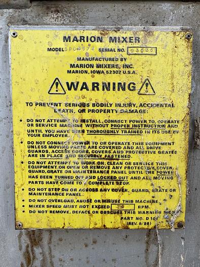 Used 45 CU. FT. MARION PADDLE BLENDER - S/S - 10 HP