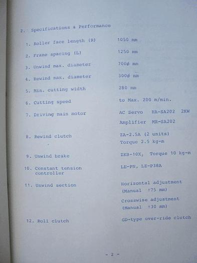 Used GODO KIKO SLITTER – 1050 MM ROLLER LENGTH – MODEL 431B