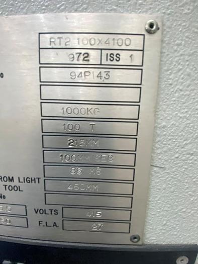 Used 1994 Edwards Pearson RT2 100 x 4100 Hydraulic Pressbrake