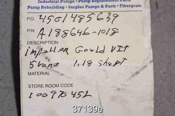 Used Goulds VIT Pump Impeller, 5-Vane, No. A188646 1018 #37139