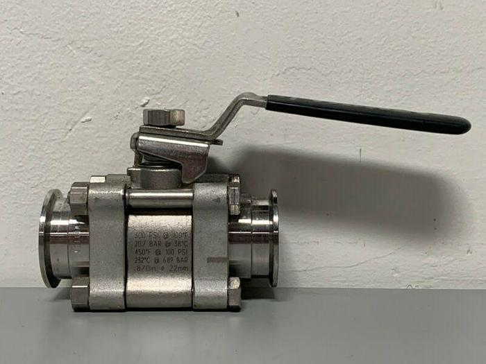 Used Whitey SS-65TSC16 Stainless Steel Sanitary Ball Valve 300 PSI w/ 1" Sanitary Fit