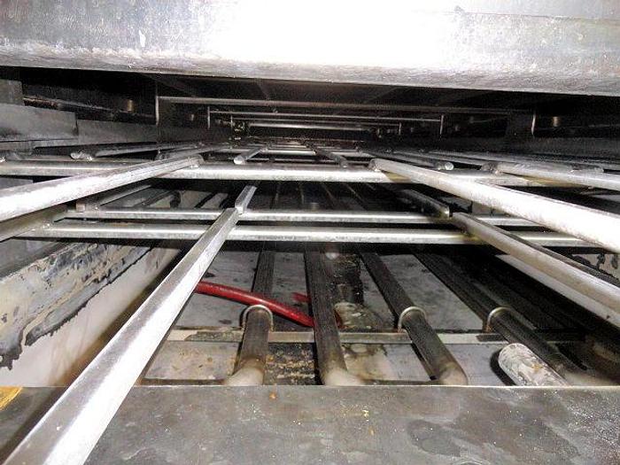 Used STEAM FIRED BLANCHER, 48" W X 16' LONG, OVERHEAD FRAMEWORK FOR HOISTING CANOPY, ALL STAINLESS STEEL M2003M