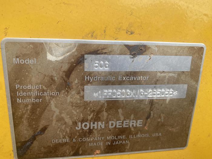 Used 2018 John Deere 50G mini excavator