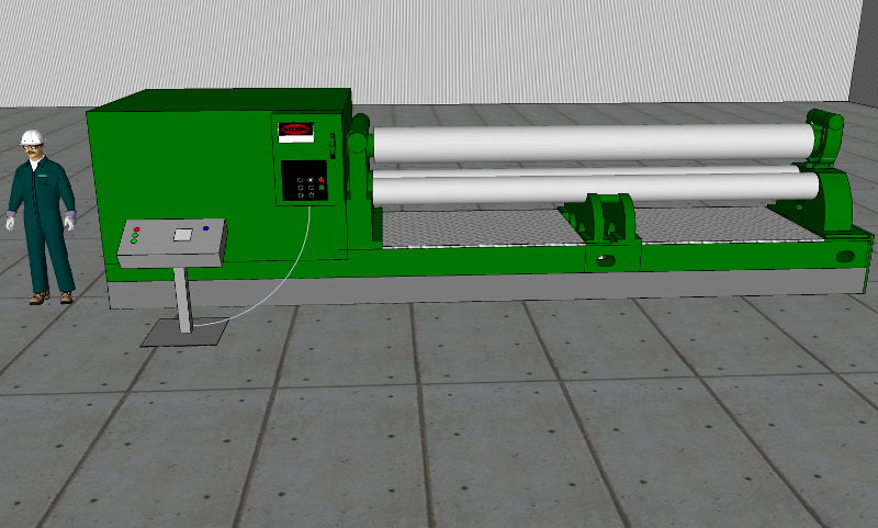 Used 16' x 7/8" Hilles & Jones Plate Bending Roll; Pyramid Type; Vari-Speed; Hyd. Drop End; New Controls; Recon.; 50 HP Main Drive