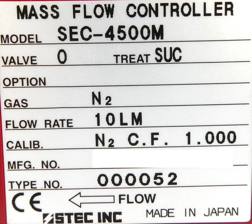 Used Horiba STEC SEC-4500M Mass Flow Controller SEC-4500 10 LM N2 Reseller Lot of 3