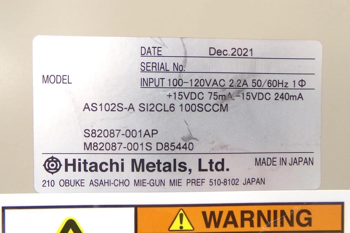 Used Hitachi AS102S-A Mass Flow Controller 100 SCCM SI2CL6 Untested Surplus