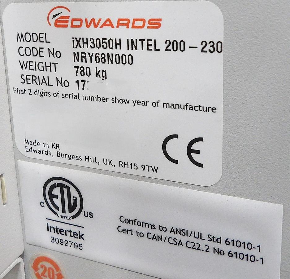 Refurbished iXH3050H Edwards NRY68N000 Dry Vacuum Pump IPN 500321166 New Surplus