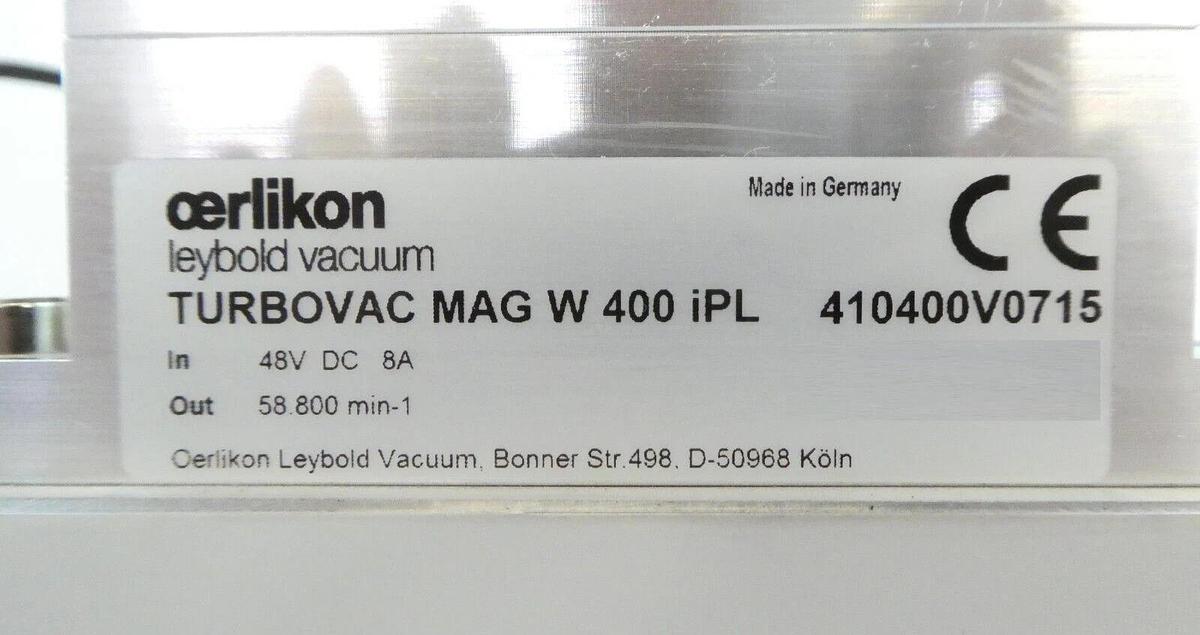 Used TURBOVAC MAG W 400 iPL Leybold 410400V0715 Turbo Pump MAG.DRIVE Bad Connector