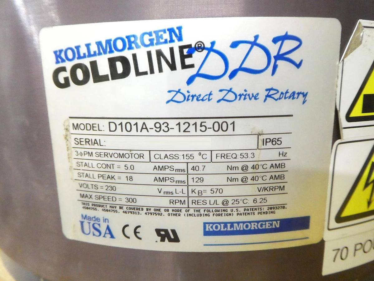 Used Kollmorgen D101A-93-1215-001 Spindle Motor GOLDLINE DDR AMAT Working Surplus