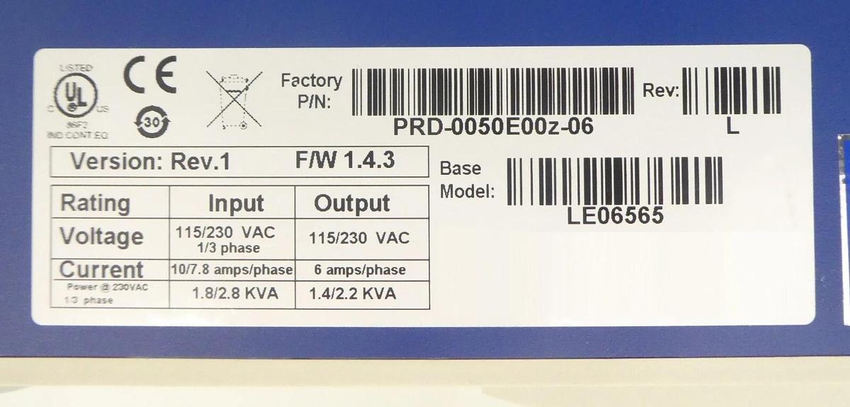 Used Kollmorgen PRD-0050E00z-06 Servo Drive LE06565 SERVOSTAR CD SynqNet Working