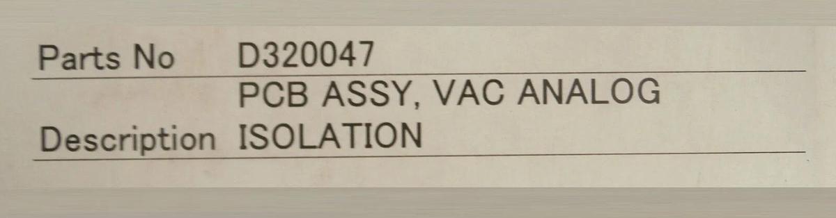 Used Genus 320047 VAC Analog Isolation PCB Varian Semiconductor VSEA D320047 Working