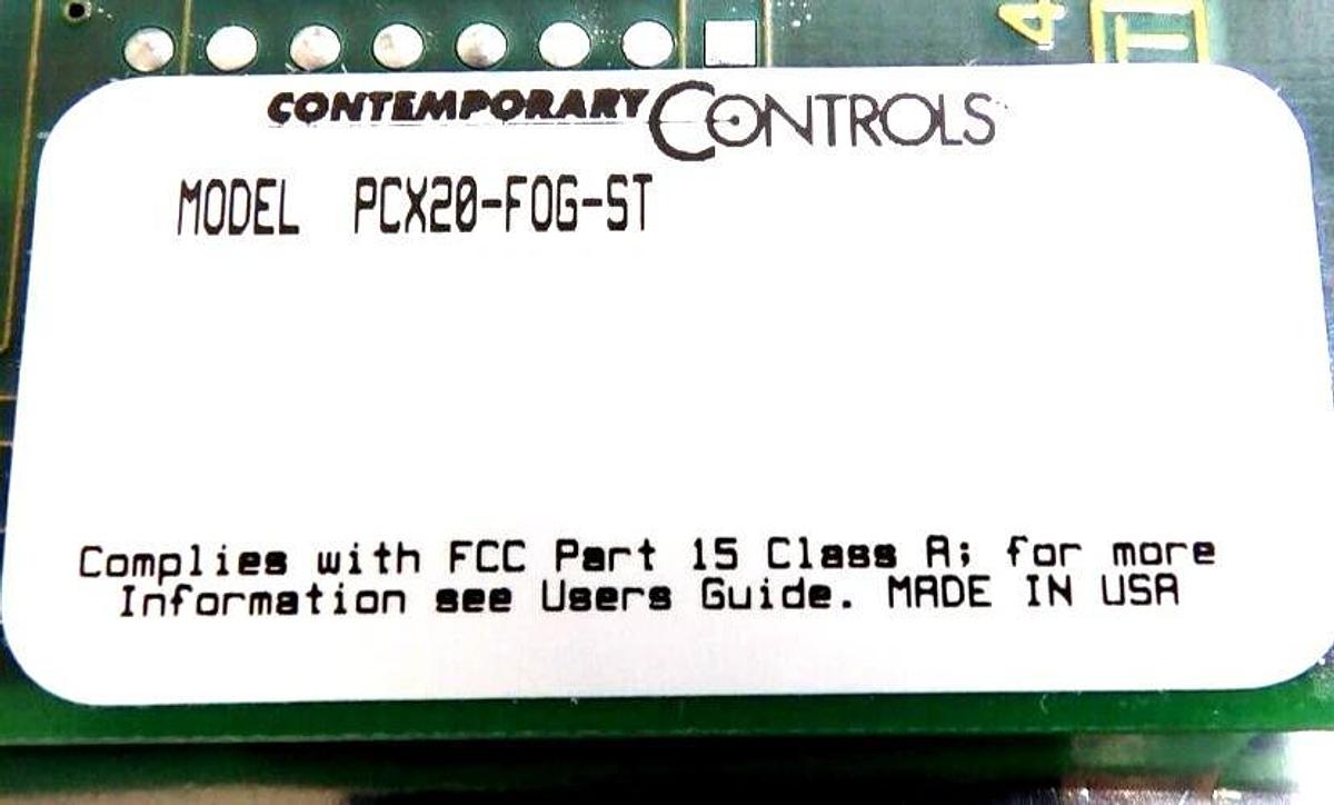 Used Contemporary Controls CCSI PCX20 ISA PCB Card PCX20-FOG-ST Working Surplus