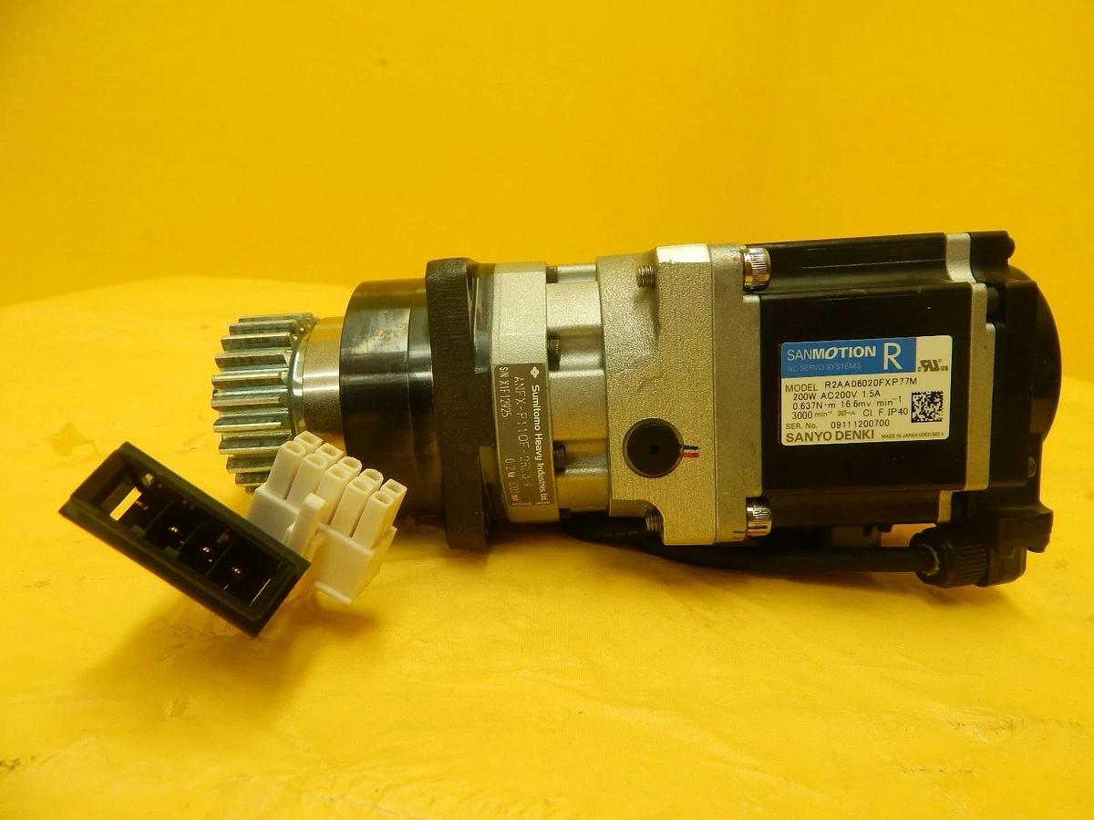 Used Sanyo Denki R2AA06020FXP77M AC Servo Motor Sumitomo ANFX-P110F-2RL3-9 Used