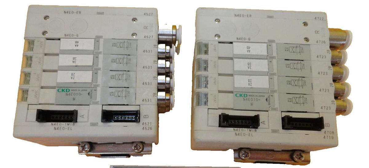 Used CKD N4E0 Series 4-Port Pneumatic Manifold N4E010-M Lot of 2 TEL Lithius Used