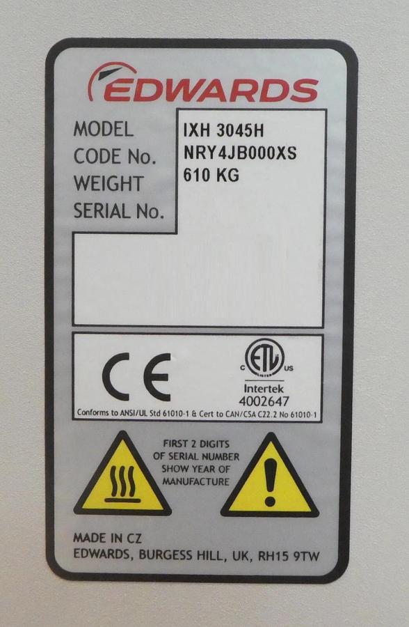 Refurbished iXH 3045H Edwards NRY4JB000XS Vacuum Dry Pump IXH3045H Manufacturer Refurbished
