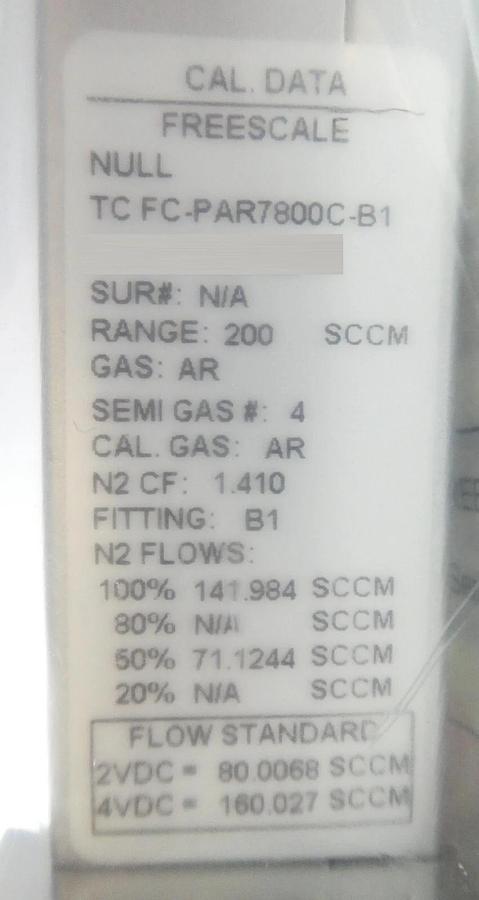 Aera TC FC-PAR7800C-B1 Transformer UHP Digital MFC/MFM 200 SCCM N2 New Surplus
