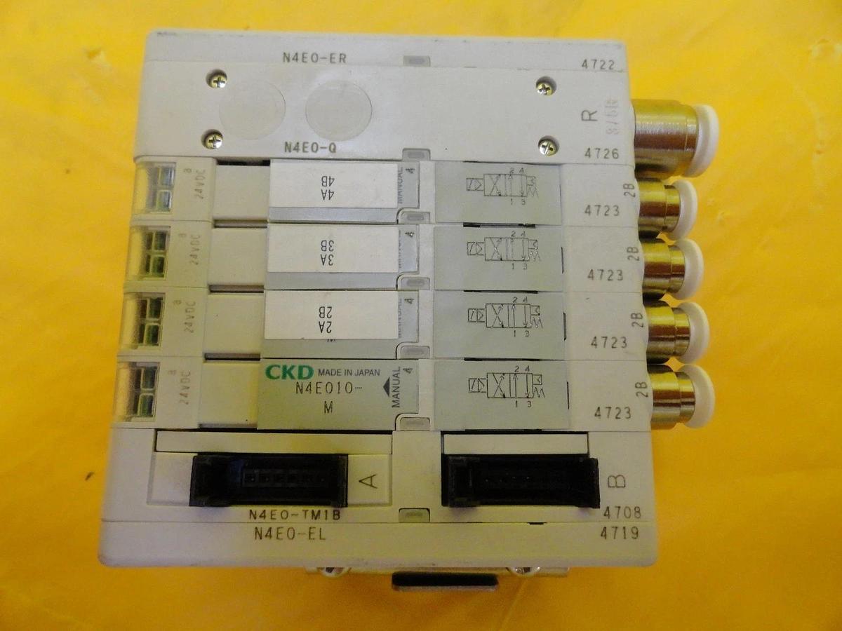 Used CKD N4E0 Series 4-Port Pneumatic Manifold N4E010-M Lot of 2 TEL Lithius Used
